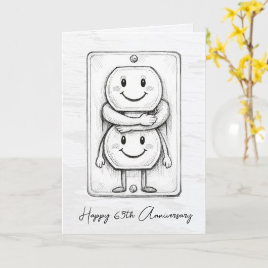 65th Wedding Anniversary Electrical Socket  Karte (Gelbe Blume)