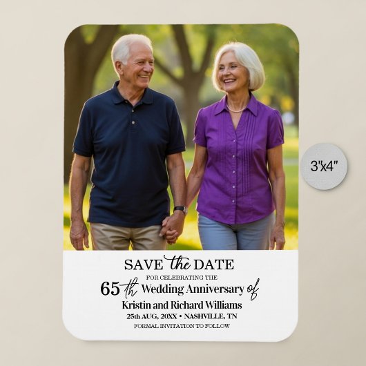 65th Wedding Anniversary Save the Date Photo Magnet