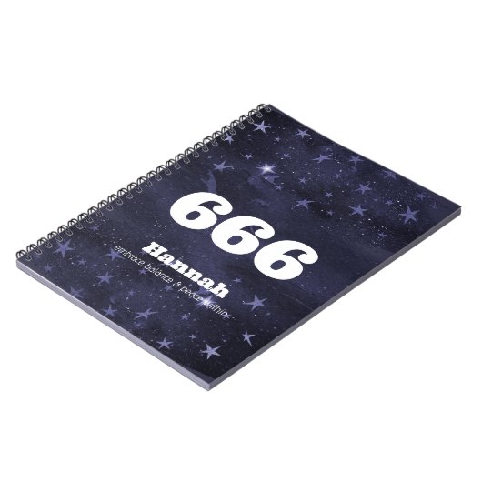 666 Angelnzahl Sterne Höhere Selbstausrichtung Notizblock (Linke Seite)
