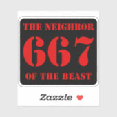 667 Nachbarn der Bestie (rot auf schwarz) Aufkleber (Blatt)