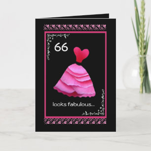 66. Fabulous Geburtstag mit rosa Kleid Karte
