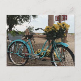 66 | Fahrrad und Sonnenblumen | Adrian, Texas Postkarte