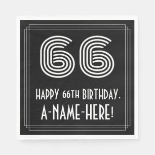 66. Geburtstag: Art Deco Aussehen "66" + Name Serviette