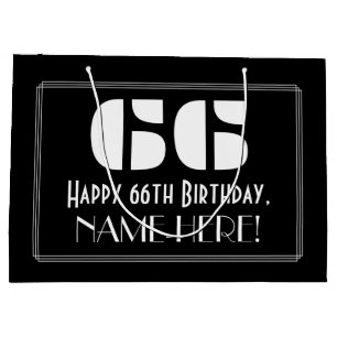 66. Geburtstag ~ Art Deco Inspiriert Look "66" + N Große Geschenktüte