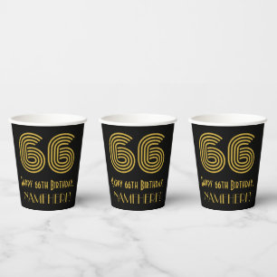 66. Geburtstag: Art Deco Inspiriert Look "66" & Na Pappbecher