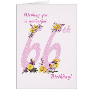 66. Geburtstag Blume Dekorierte Zahlen