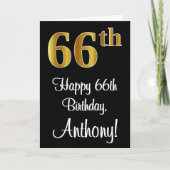 66. Geburtstag ~ Elegante Luxuriöse Imitate Gold L Karte (Vorderseite)