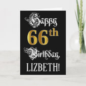 66. Geburtstag — Extravagantes Skript; Imitate Gol Karte (Vorderseite)