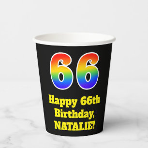 66. Geburtstag: Farbenfroh, Spaß, Spannung, Regen Pappbecher
