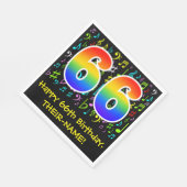 66. Geburtstag - Farbige Musiksymbole, Regenbogen Serviette (Ecke)