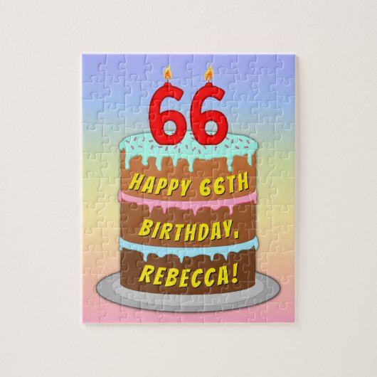66. Geburtstag: Fun Cake and Candles + Individuell Puzzle (Vertikal)