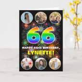 66. Geburtstag: Fun Rainbow #, Individuelle Name & Karte (Gelbe Blume)