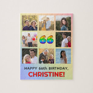 66. Geburtstag: Fun Rainbow #, Individuelle Name & Puzzle