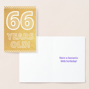66. Geburtstag: kühl "66 JAHRE ALT!" Gold Foil Car Folienkarte