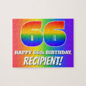 66. Geburtstag — mehrfarbiges Regenbogenmuster "66 Puzzle (Horizontal)