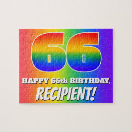 66. Geburtstag — mehrfarbiges Regenbogenmuster "66 Puzzle