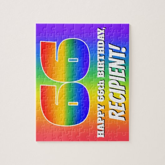 66. Geburtstag — mehrfarbiges Regenbogenmuster "66 Puzzle (Vertikal)