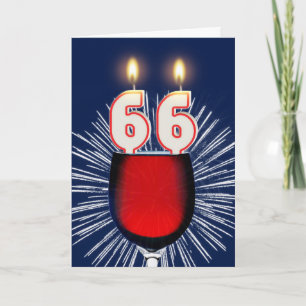 66. Geburtstag mit Wein und Kerzen Karte