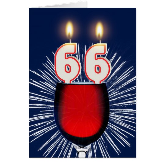 66. Geburtstag mit Wein und Kerzen Karte