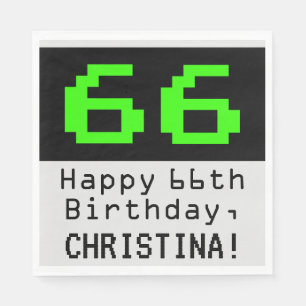 66. Geburtstag - Nerdy / Geeky Style "66" & Name Serviette