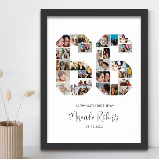 66. Geburtstag Nr. 66 Benutzerdefinierte FotoColla Poster