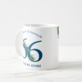 66. Geburtstag oder Jubiläum Pfauenfeder Kaffeetasse (Vorderseite Links)