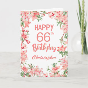 66. Geburtstag Pink Peach Peonies Aquarell Floral Karte