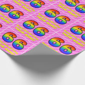 66. Geburtstag: Rosa Streifen & Herz, Regenbogen # Geschenkpapier (Ecke)