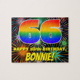 66. Geburtstag: Spaß, bunte feierliche Feuerwerke Puzzle