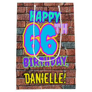 66. Geburtstag: Spaß, Urban Graffiti Inspiriert Lo Mittlere Geschenktüte