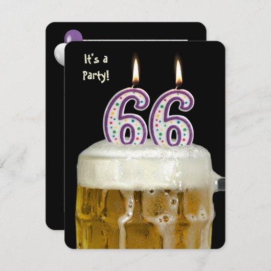66. Geburtstags-Bier-Party Einladung (Vorne/Hinten)