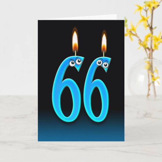 66. Geburtstags-Kerzen Karte (Gelbe Blume)