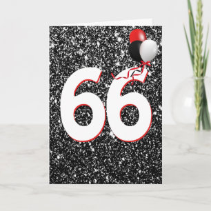66. Geburtstagsballons auf Black Glitzer Card Karte