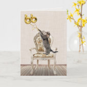 66. Geburtstagsballons und Tabby Cat Karte (Gelbe Blume)