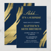 66. Geburtstagseinladung Surprise Party Men Navy Einladung (Vorne/Hinten)
