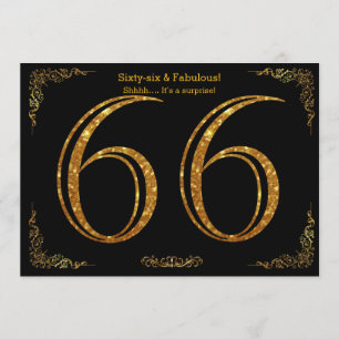 66. Geburtstagsfeier,Gatsby-Styl,Schwarzer Glitzer Einladung