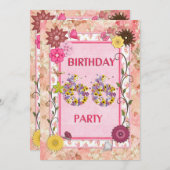 66. Geburtstagsfeier mit Blumenrahmen Einladung (Vorne/Hinten)