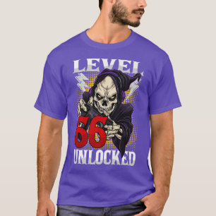 66. Geburtstagskelett des Gamers Stufe 66 Unverrie T-Shirt
