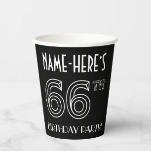 66. Geburtstagsparty: Art-Déco-Stil + Individuelle Pappbecher
