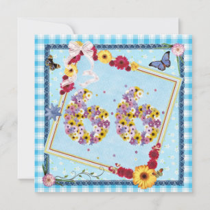 66. Geburtstagsparty Einladung Blume, Schmetterlin