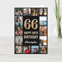 66. Happy Geburtstag Schwarz und Gold Foto Collage