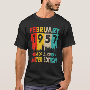 66 Jahre alte Vintage Februar 1957 Geburtstag Männ T-Shirt