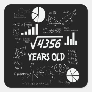 66 Jahre alter Tag Mathematiklehrer 66. Geburtstag Quadratischer Aufkleber