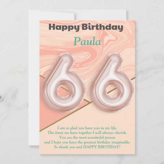 66-jährige Mädchen Happy Birthday Card (Vorderseite)
