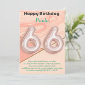 66-jährige Mädchen Happy Birthday Card (Stehend Vorderseite)