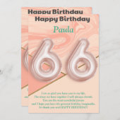 66-jährige Mädchen Happy Birthday Card (Vorne/Hinten)