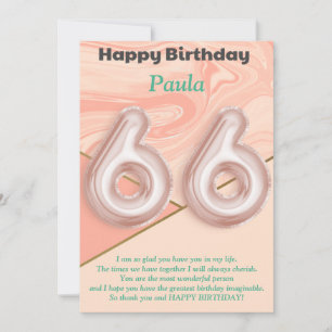 66-jährige Mädchen Happy Birthday Card