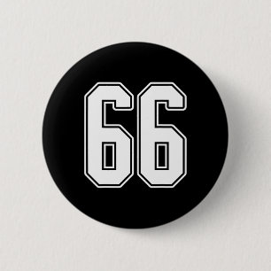 #66 White Kontur Number 66 Sports Fan Jersey Styl Button