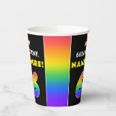 66th Birthday: Colorful Rainbow # 66, Custom Name Pappbecher (Links)