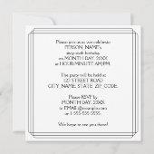 66th Birthday Party: Art Deco Style w/ Custom Name Einladung (Rückseite)